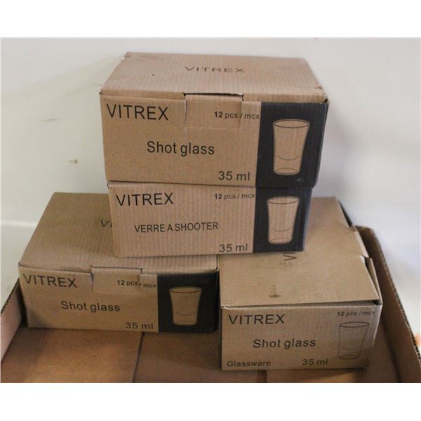 4 BOXES W/12 X 1 OZ SHOT GLASSES 48 IN TOTAL