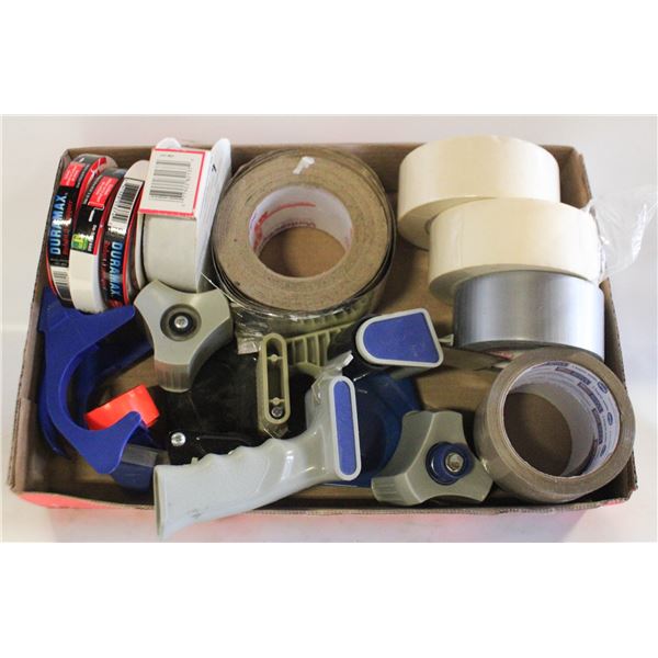 TAPE GUN TOOLS AND ASSORTED TAPE