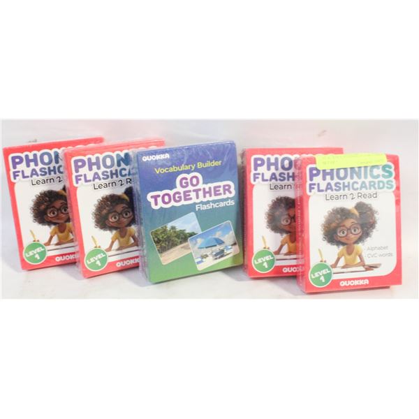 NEW- EDUCATIONAL FLASH CARDS SET OF 5