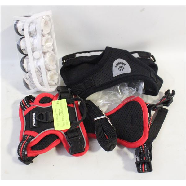 NEW- S BLACK DOG HARNESS AND S RED &