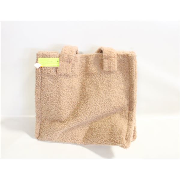 ESTATE BROWN FUZZY HANDLED TOTE BAG