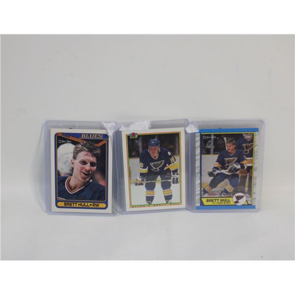 SET OF 3 BRETT HULL HOCKEY CARDS 1989-90