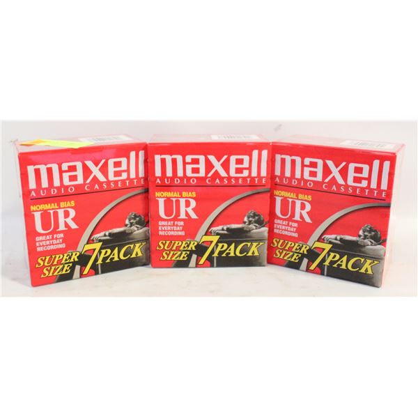3, 7 PACK MAXELL CASSETTE TAPES