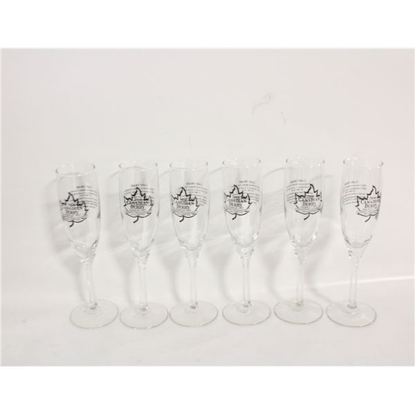 SET OF 6 74TH CANADIAN DERBY CHAMPAGNE GLASSES