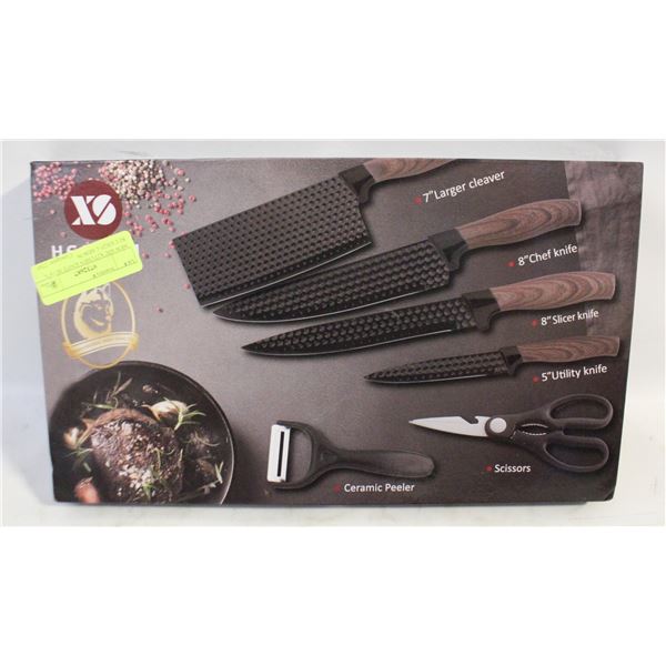 NEW 6PC KITCHEN KNIFE BLOCK SET HIGH CARBON