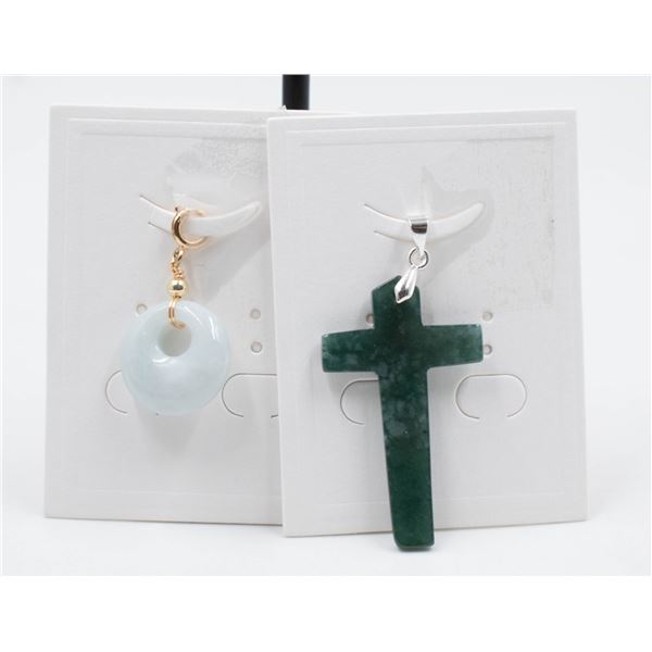 #187-NATURAL JADE JADEITE PENDANT 2PCS