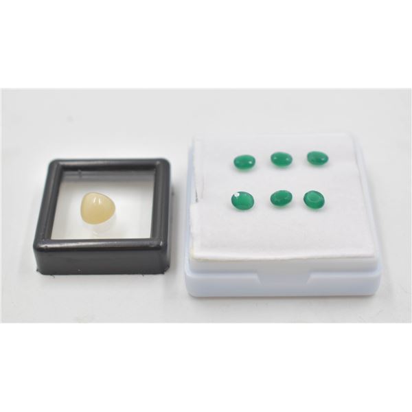#262-NATURAL GREEN AGATE 2.10CT & OPAL 1.50CT