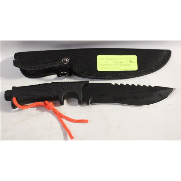 NEW BLACK STEEL SURVIVAL ARMY STYLE KNIFE