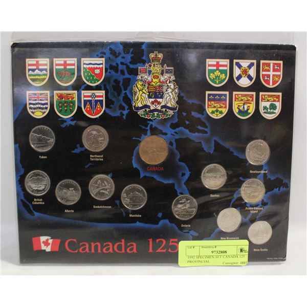 1992 SPECIMEN SET CANADA 125 PROVINCIAL