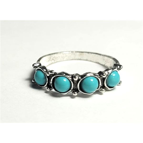 22)  SILVER TONE WITH TURQUOISE SIZE