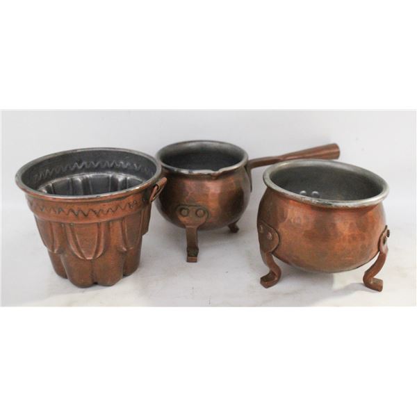 VINTAGE COPPER MILK & SUGAR POT WITH
