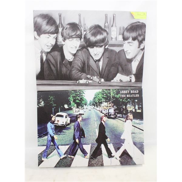 QTY 2 BEATLES PRINTS ON CANVAS 30CM X 42CM