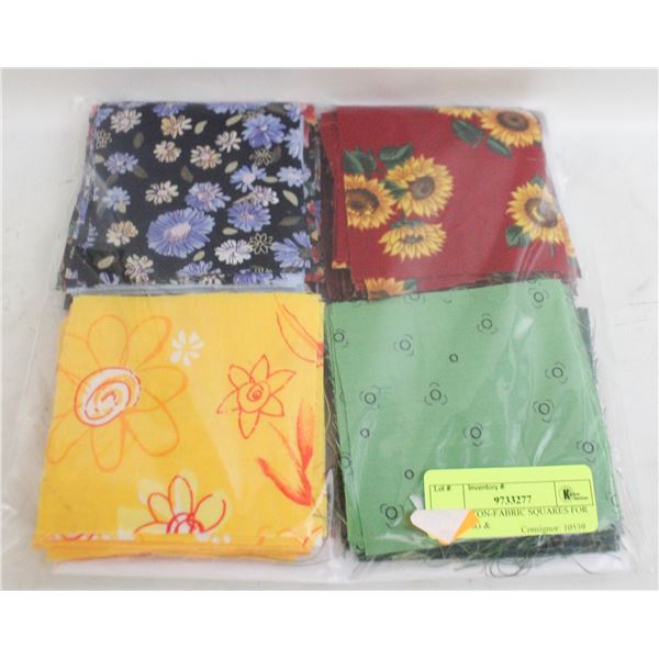 200 COTTON-FABRIC SQUARES FOR QUILTING &