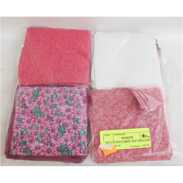 200 COTTON-FABRIC SQUARES FOR QUILTING &