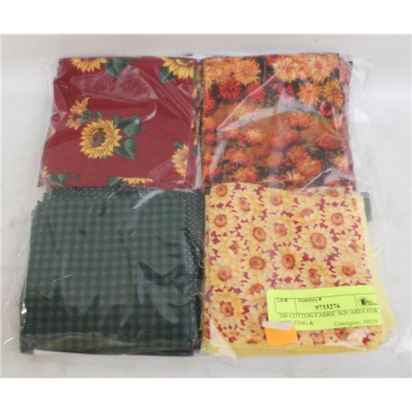 200 COTTON-FABRIC SQUARES FOR QUILTING &