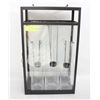 Image 1 : 3 CRACKLE GLASS CANDLE PILLARS IN HURRICANE
