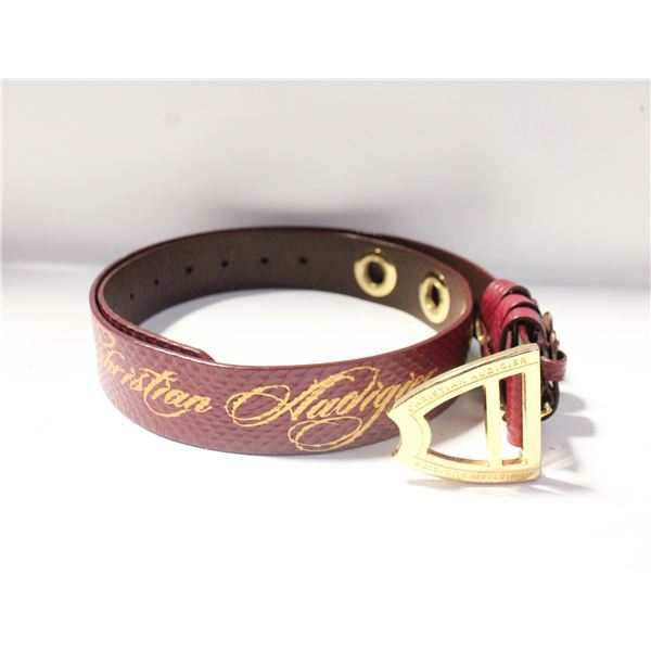 RED CHRISTIAN AUDIGIER LEATHER BELT - LARGE