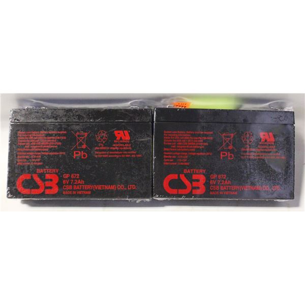 2 PACK CSB BATTERY 6V 7.2A NEW