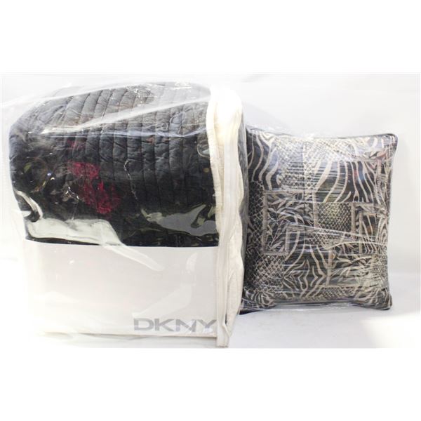 NEW DKNY 100% COTTON  REVERSIBLE (BLACK/CREAM)