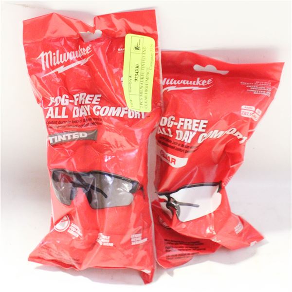 2 PCS MILWAUKEE TINTED AND CLEAR HIGH IMPACT