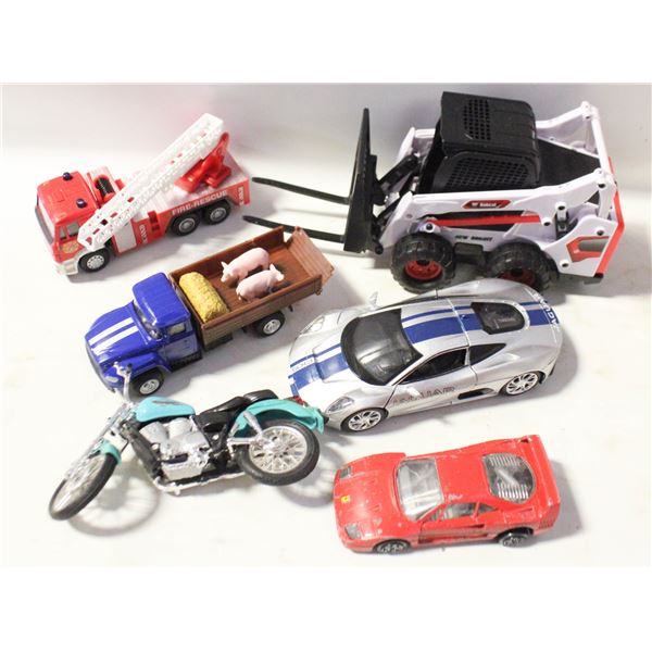 ESTATE TOY CARS INCKUDING BOB CAT FORKLIFT
