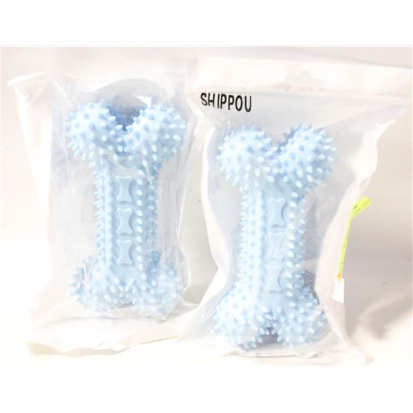 2 PACK DOG BONE CHEW TOY DURABLE DOG RUBBER