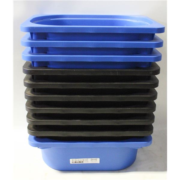 10 IKEA TOY STORAGE BOXES, BLUE & BLACK