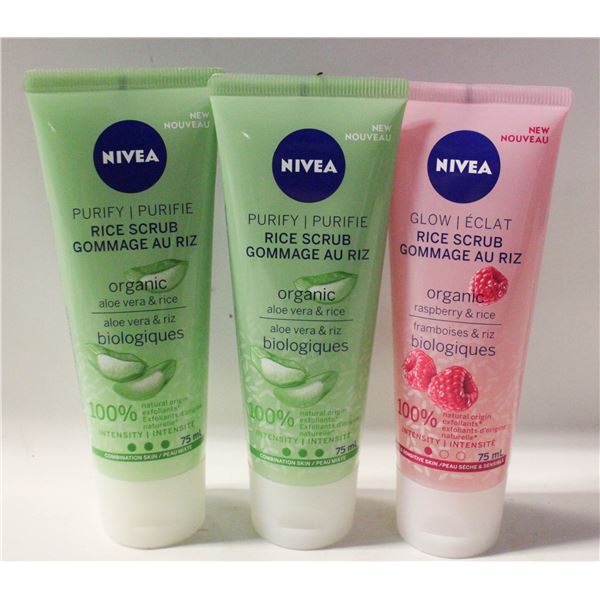 LOT OF 3 NIVEA RICE SCRUBS