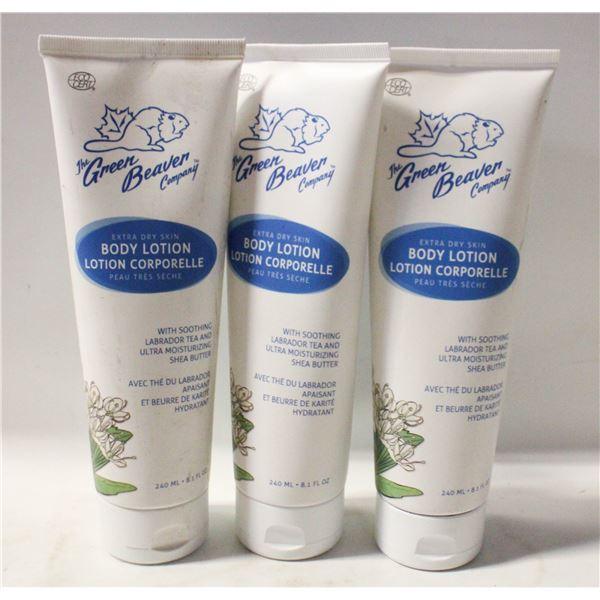 LOT OF 3 GREEN BEAVER BODY LOTION