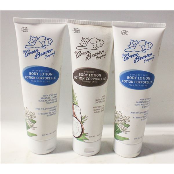 LOT OF 3 GREEN BEAVY BODY LOTION