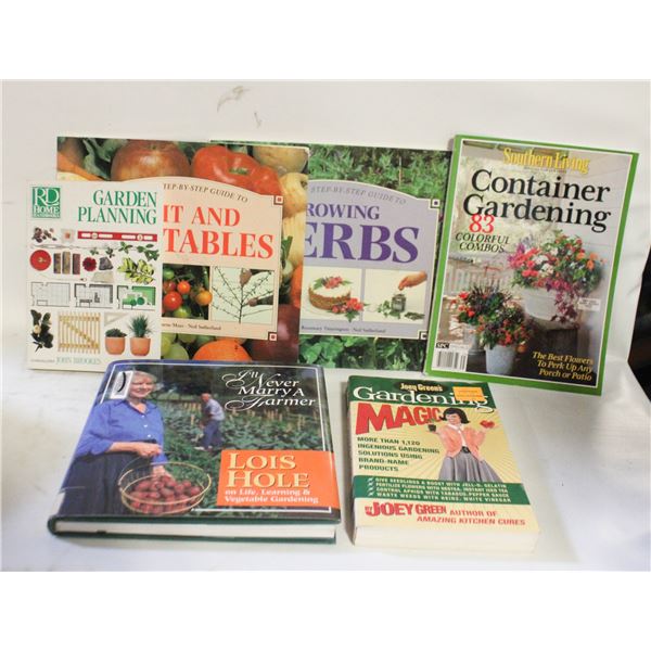 6 GARDENING BOOKS, GROWING VEGETABLES,