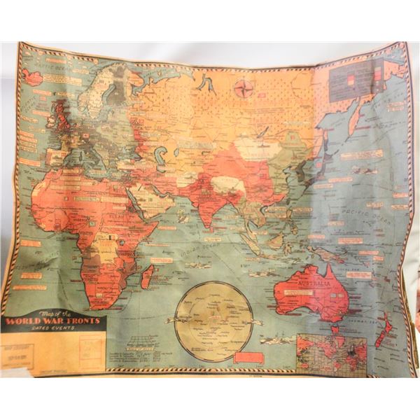 ANTIQUE MAP OF WORLD WAR FRONTS
