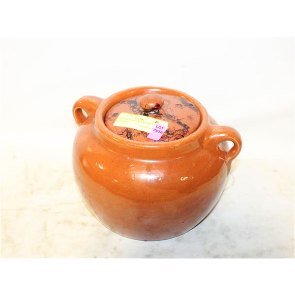 VINTAGE BEAN CROCK (LID REPAIRED)
