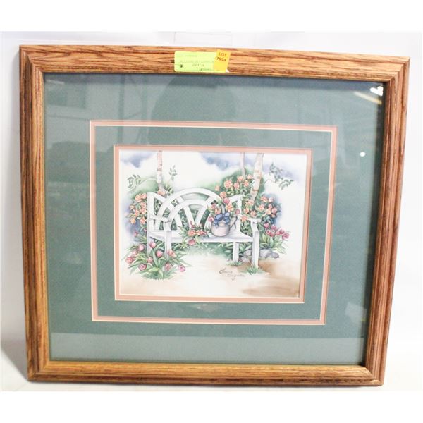 16" X 18" OAKFRAME PRINT C/W GLASS