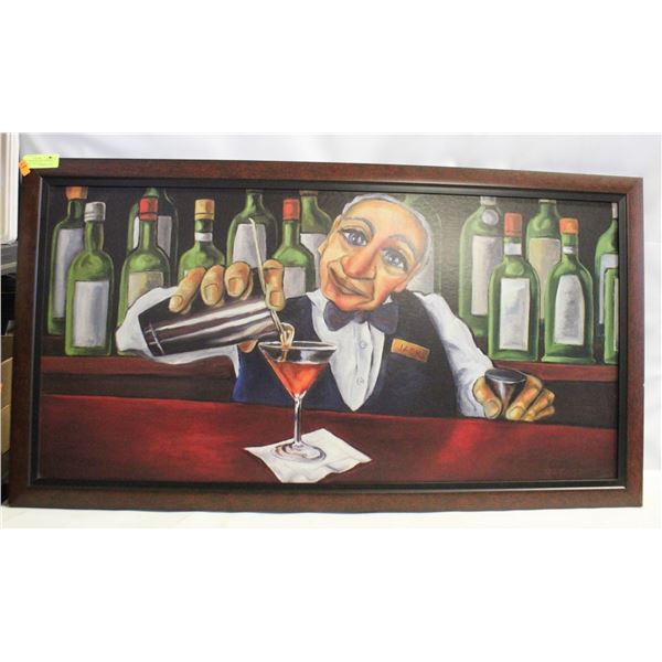 23" X 42" WOOD FRAME JACK THE BARTENDER PRINT BY