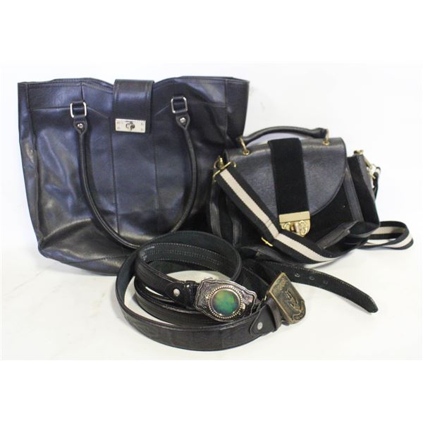2 MENS GENUINE LEATHER BELTS INCLUDING