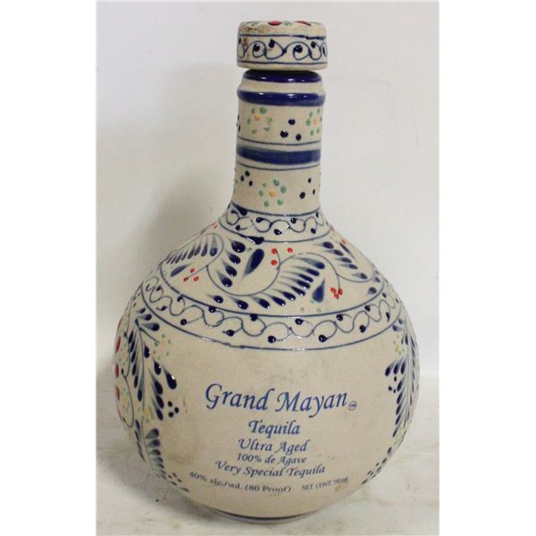 EMPTY GRAND MAYAN TEQUILA CLAY BOTTLE