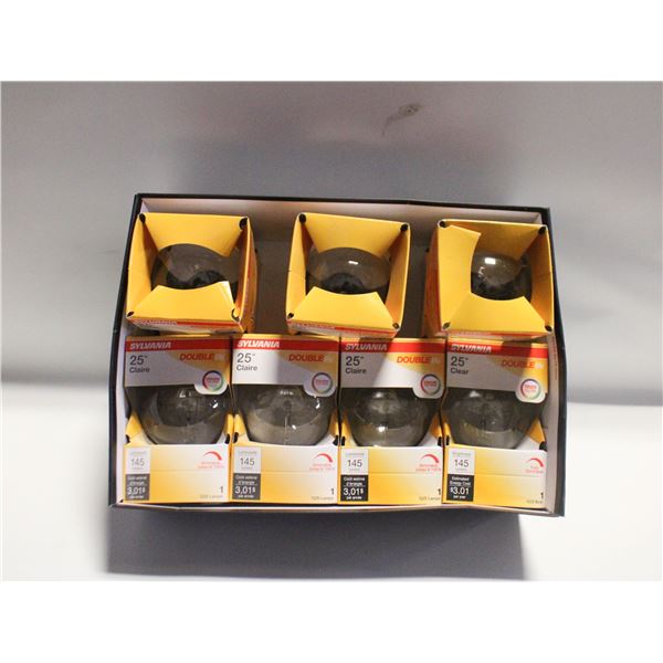 SYLVANIA DOUBLE LIFE BULBS- 25 W- BOX LOT