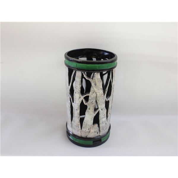 HAND PAINTED CERAMIC "LANTERN" 8" CANDLE HOLDER