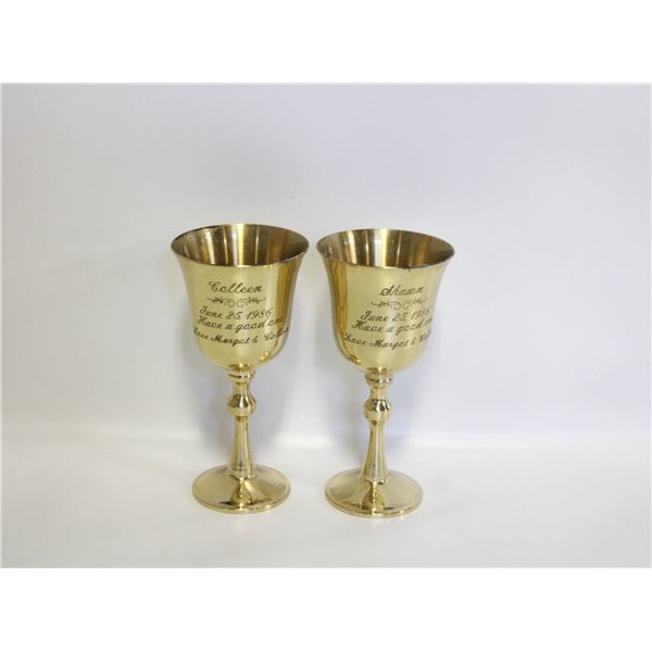 SET OF BRASS GOBLETS
