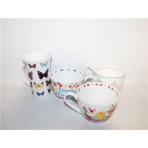 2 MODERN BONE CHINA MUGS