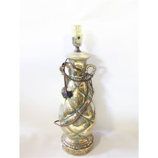 CERAMIC GREEN + GOLDTONE TABLE LAMP