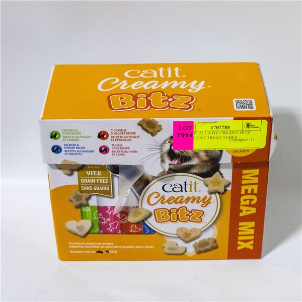 BOX OF 23 CATIT CREAMY BITZ MOIST CAT TREAT TUBES