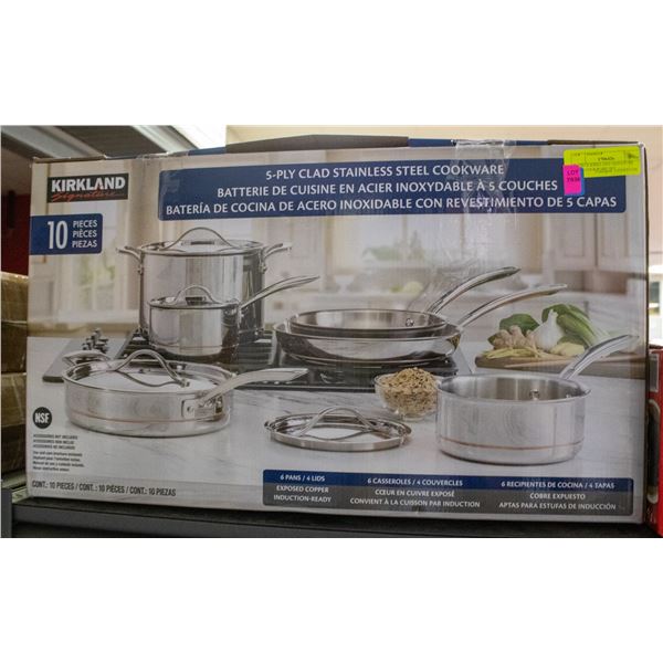 10 PIECE KIRKLAND SIGNATURE 5-PLY COOKWARE SET