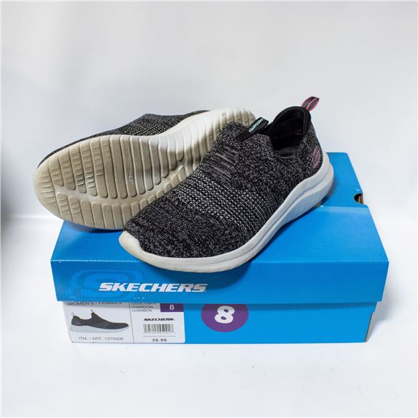 SKECHERS WOMENS MEMORY FOAM RUNNERS BLACK SIZE 8