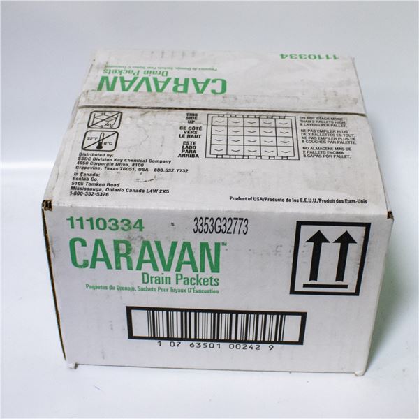 CASE WITH 4 CONTAINERS OF CARAVAN DRAIN PACKETS