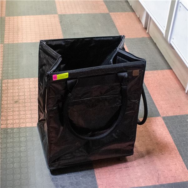 CLEVERMADE FOLDABLE TOTE BAG WITH WHEELS - BLACK