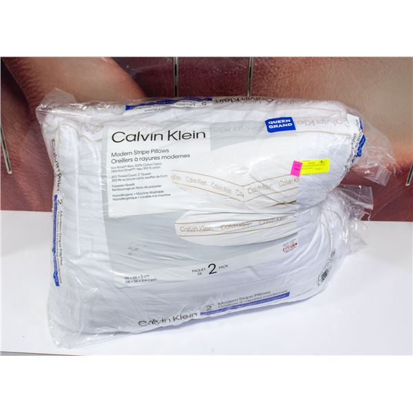 2 PK OF CALVIN KLEIN SOFT STRIPE PILLOWS QUEEN SZ
