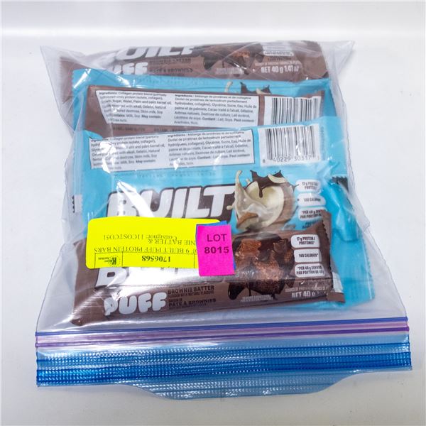 BAG OF 9 BUILT PUFF PROTEIN BARS BROWNIE BATTER &