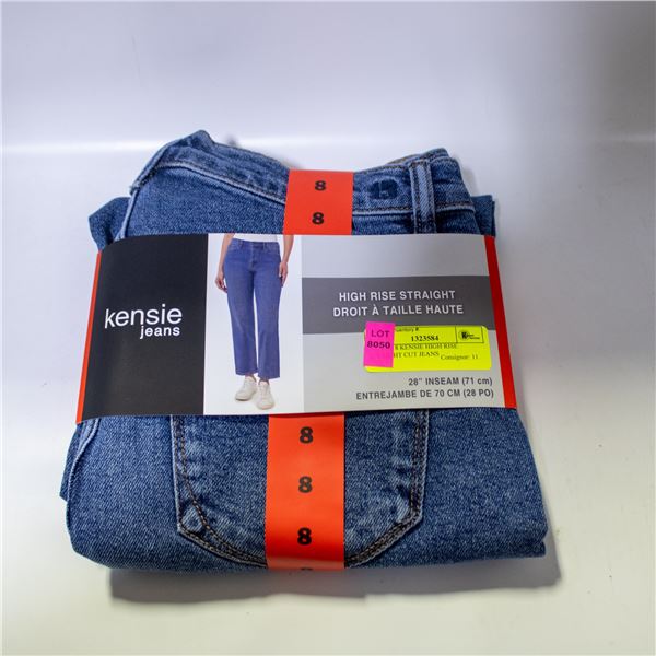 NEW SZ 8 KENSIE HIGH RISE STRAIGHT CUT JEANS